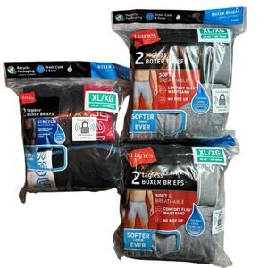 Hanes Men Size XL 40"42" LOT of 3 packs of 2 Pair Tagless Cotton Boxer Briefs